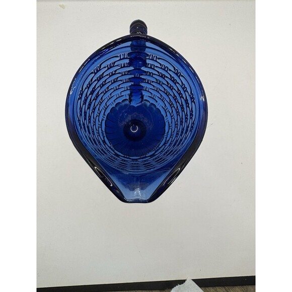 Imperial Glass Cobalt Blue Basket Weave Creamer Pitcher 5.5” - Picture 6 of 7
